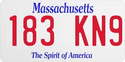MA license plate 183KN9
