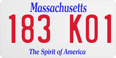 MA license plate 183KO1