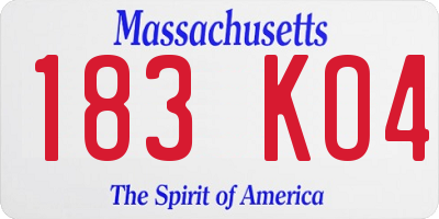 MA license plate 183KO4
