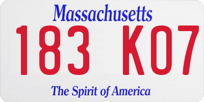 MA license plate 183KO7