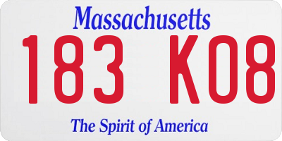 MA license plate 183KO8