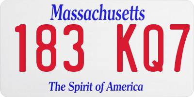 MA license plate 183KQ7