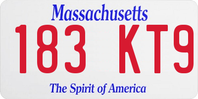 MA license plate 183KT9