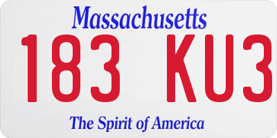 MA license plate 183KU3