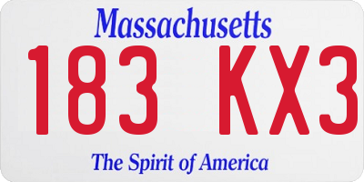 MA license plate 183KX3