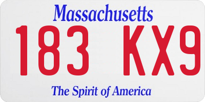 MA license plate 183KX9