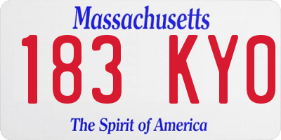 MA license plate 183KY0