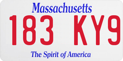 MA license plate 183KY9