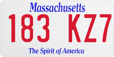 MA license plate 183KZ7