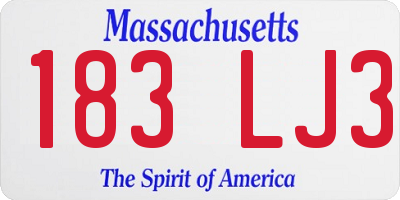 MA license plate 183LJ3