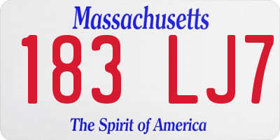 MA license plate 183LJ7