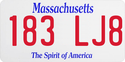 MA license plate 183LJ8