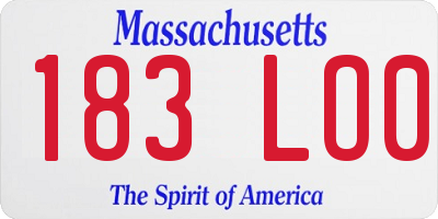 MA license plate 183LO0