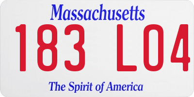 MA license plate 183LO4