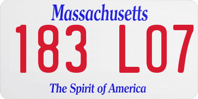 MA license plate 183LO7