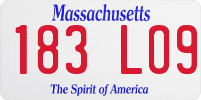 MA license plate 183LO9