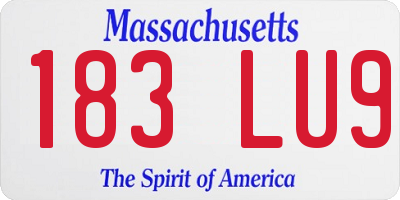 MA license plate 183LU9