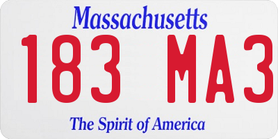 MA license plate 183MA3