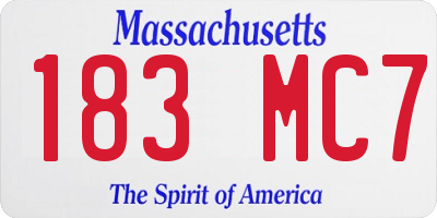 MA license plate 183MC7