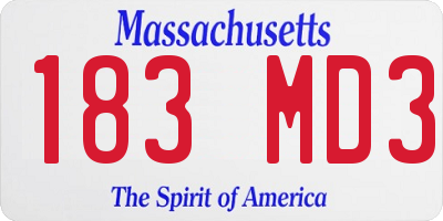 MA license plate 183MD3