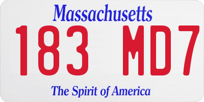 MA license plate 183MD7