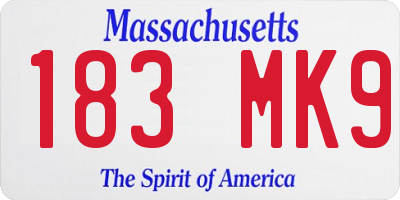 MA license plate 183MK9