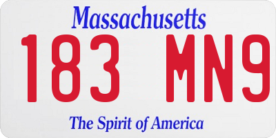 MA license plate 183MN9