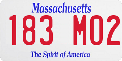 MA license plate 183MO2