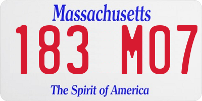 MA license plate 183MO7