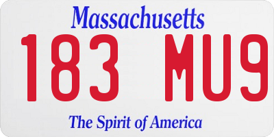 MA license plate 183MU9