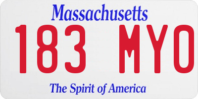 MA license plate 183MY0