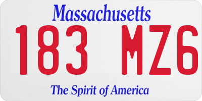 MA license plate 183MZ6