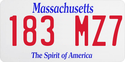 MA license plate 183MZ7