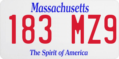 MA license plate 183MZ9