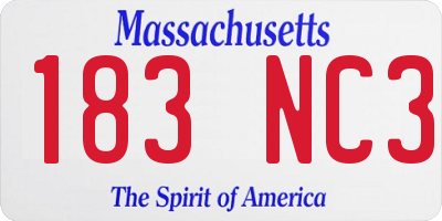 MA license plate 183NC3