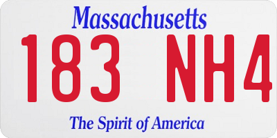 MA license plate 183NH4