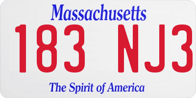 MA license plate 183NJ3