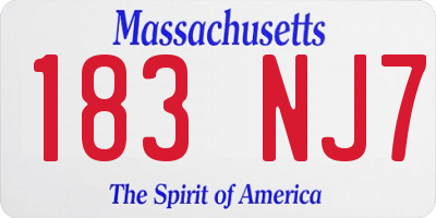 MA license plate 183NJ7