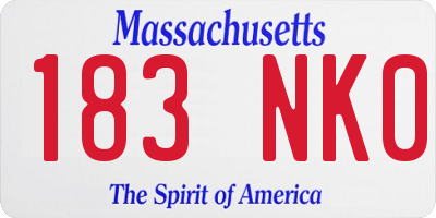 MA license plate 183NK0