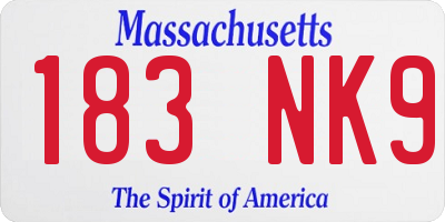 MA license plate 183NK9