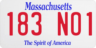 MA license plate 183NO1