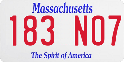 MA license plate 183NO7