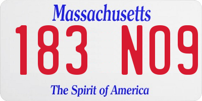 MA license plate 183NO9