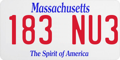 MA license plate 183NU3