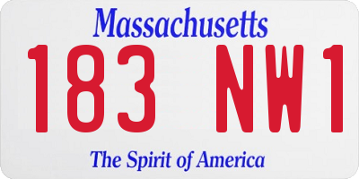 MA license plate 183NW1