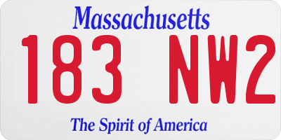 MA license plate 183NW2