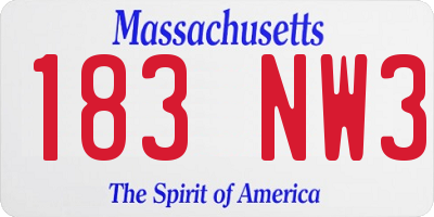 MA license plate 183NW3