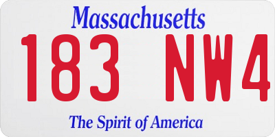 MA license plate 183NW4