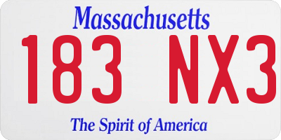 MA license plate 183NX3