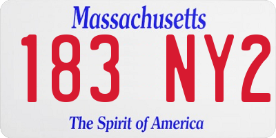 MA license plate 183NY2